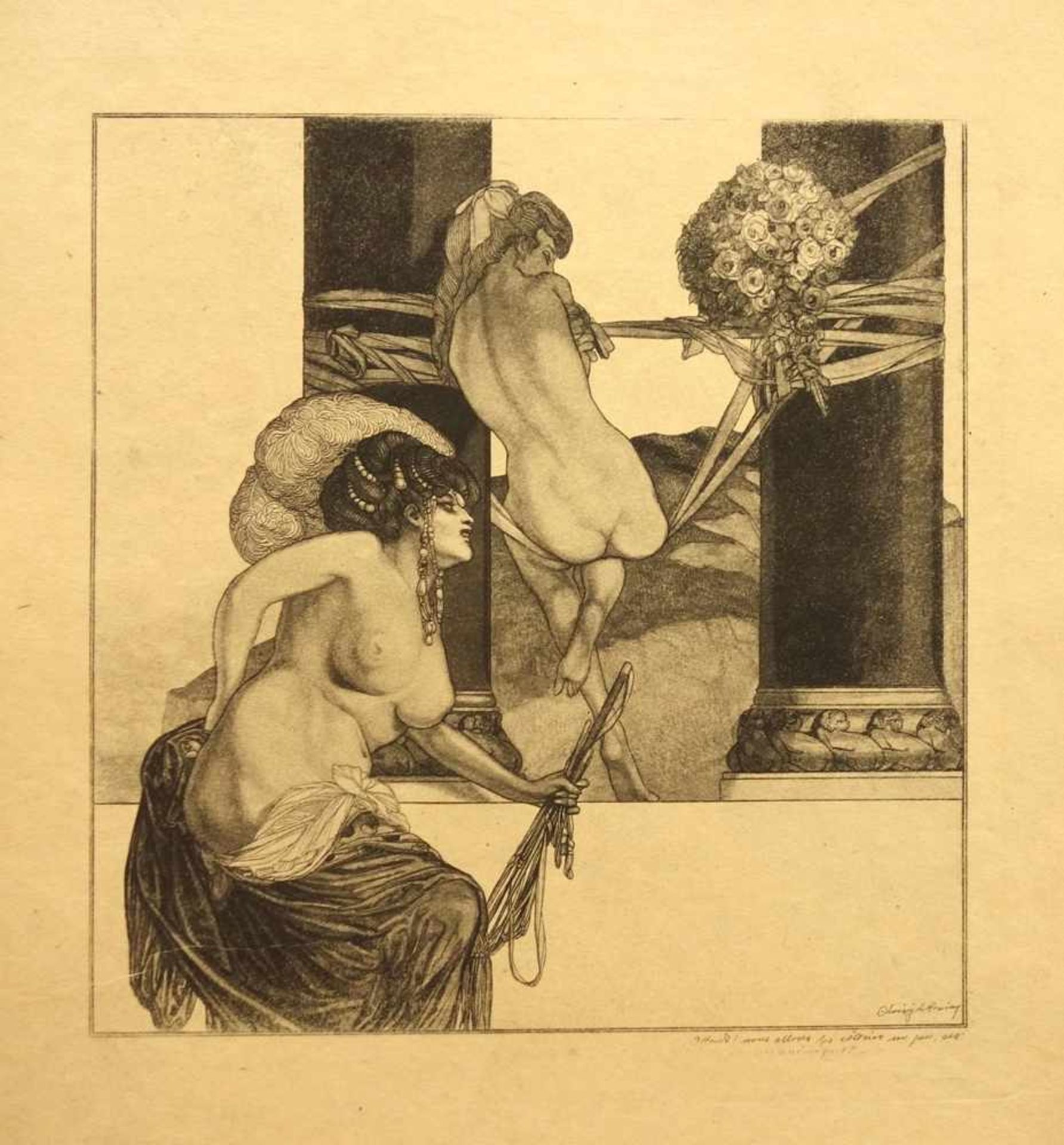 Franz von Bayros (1866-1924), Mappe "Bilder aus dem Boudoir der Madame C.C.", um 1912, enthält 25