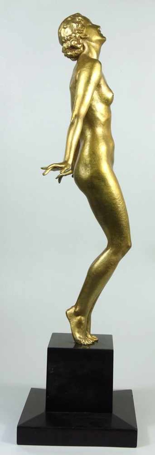 Ferdinand Preiss (1882 Erbach-1943 Berlin) "Frühlingssonne", Art Déco, um 1925, Bronze, golden - Bild 4 aus 10