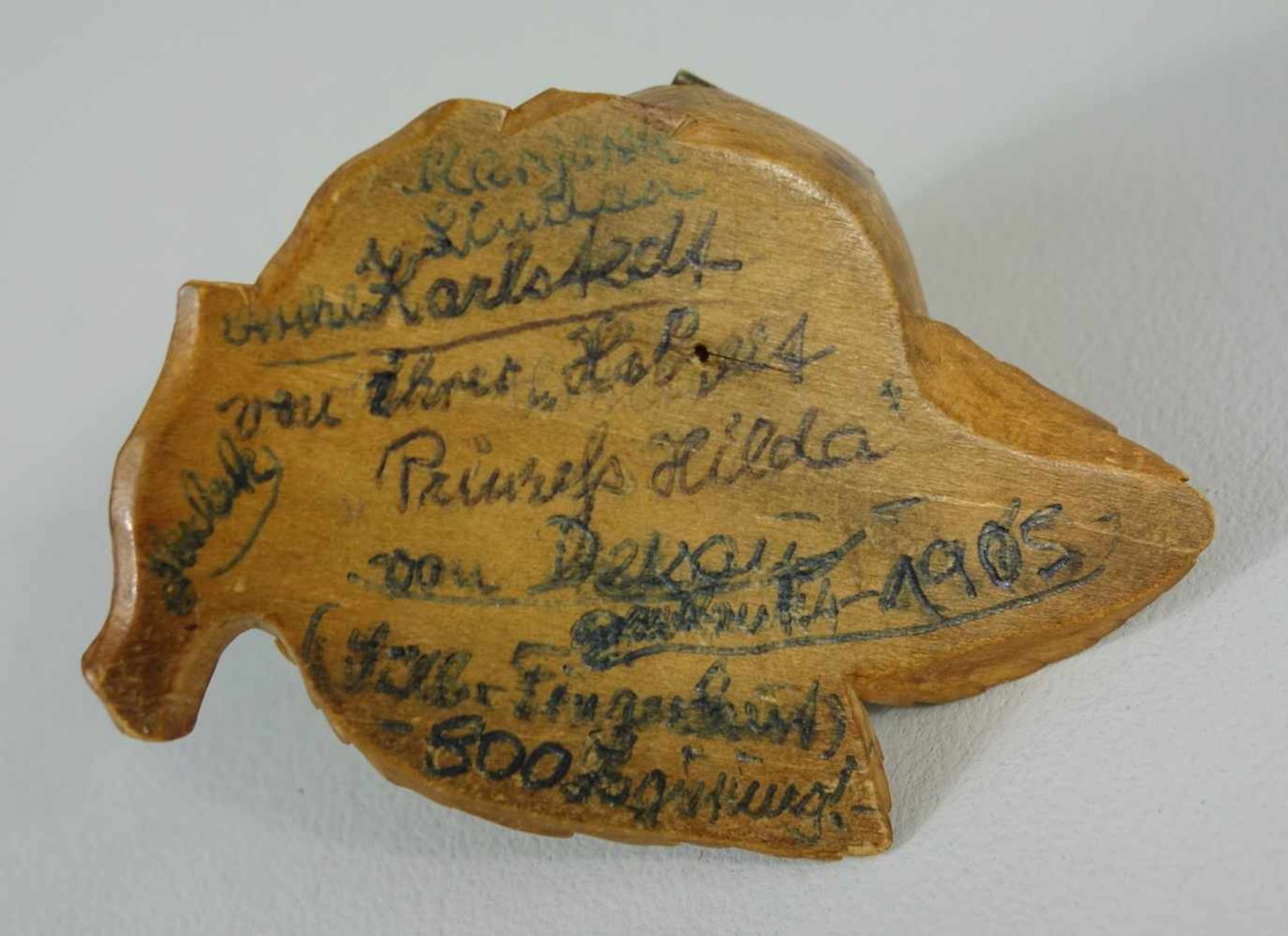 silberner Fingerhut mit Apfel-Holzgefäß, 19.Jh., lt.Aussage d.E. aus dem Besitz von Hilda - Bild 3 aus 3