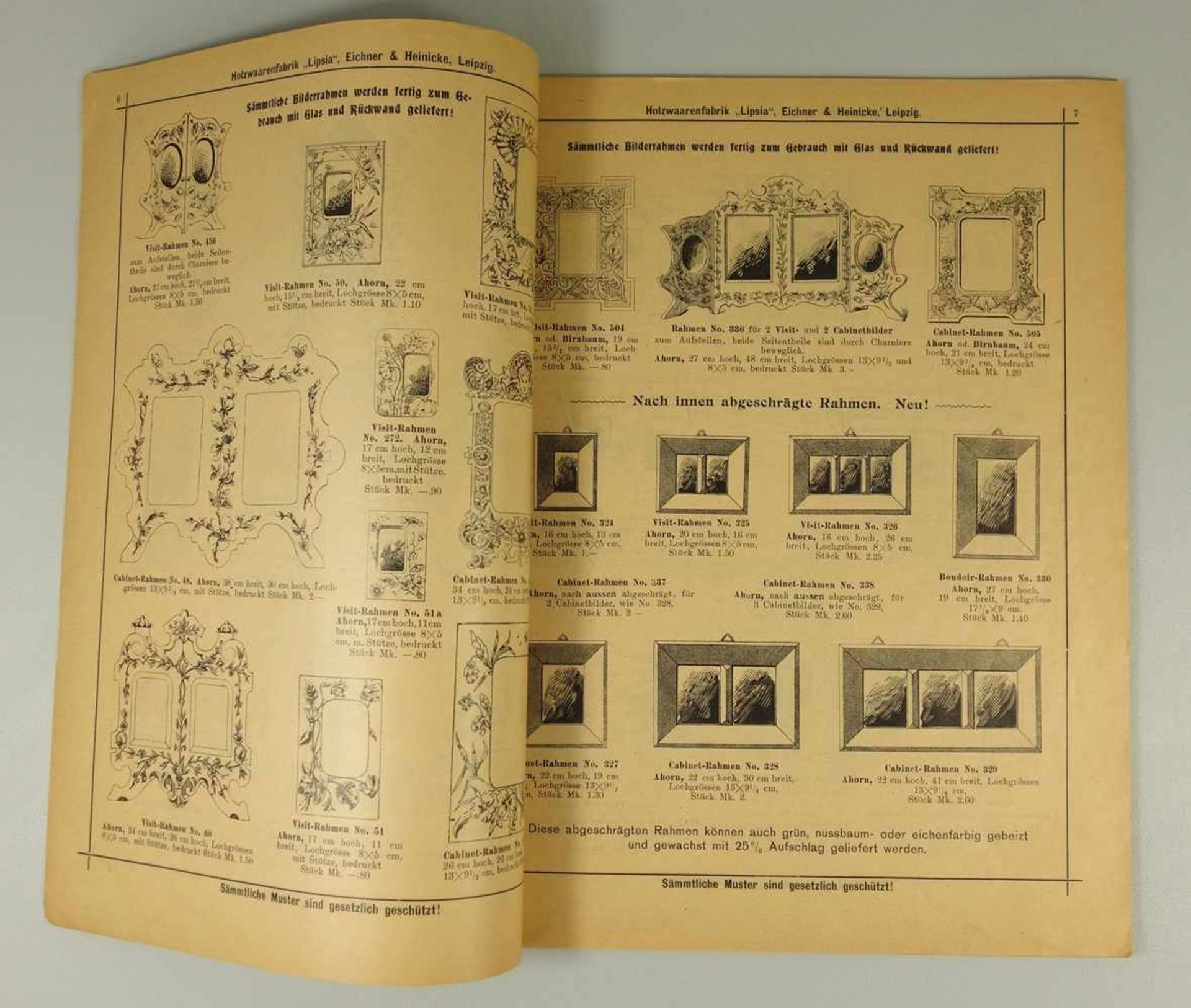 Katalog der "Holzwaarenfabrik "Lipsia", Eichner&Heinicke, Leipzig, um 1900, 86 Seiten, Deck- und