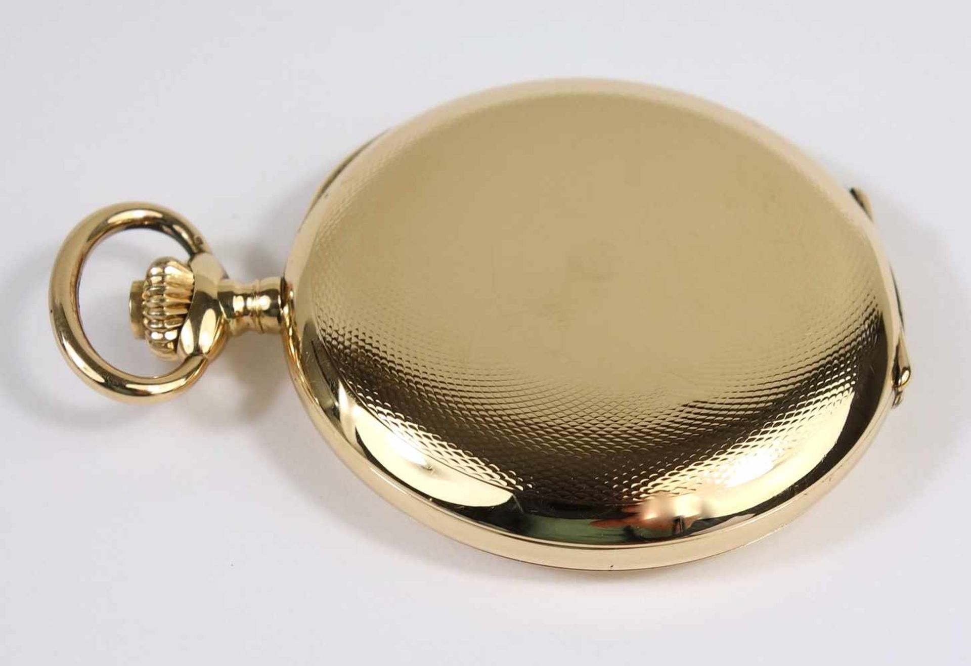 goldene Savonette, Eterna, um 1920, 585er Gold, goldenes Zifferblatt mit arabischen Ziffern, - Bild 2 aus 3