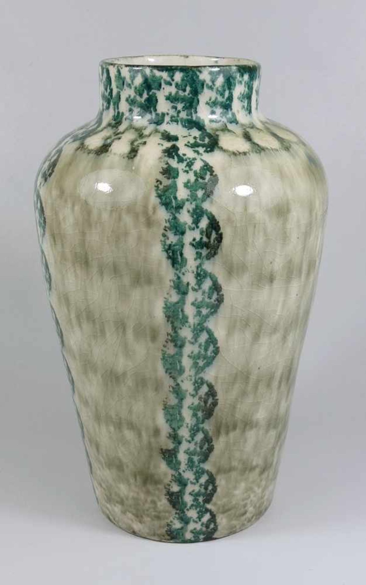 Vase, Bunzlau, 30er Jahre, Keramik, konisch, eingezogene Schulter, zylindrische Mündung, beige