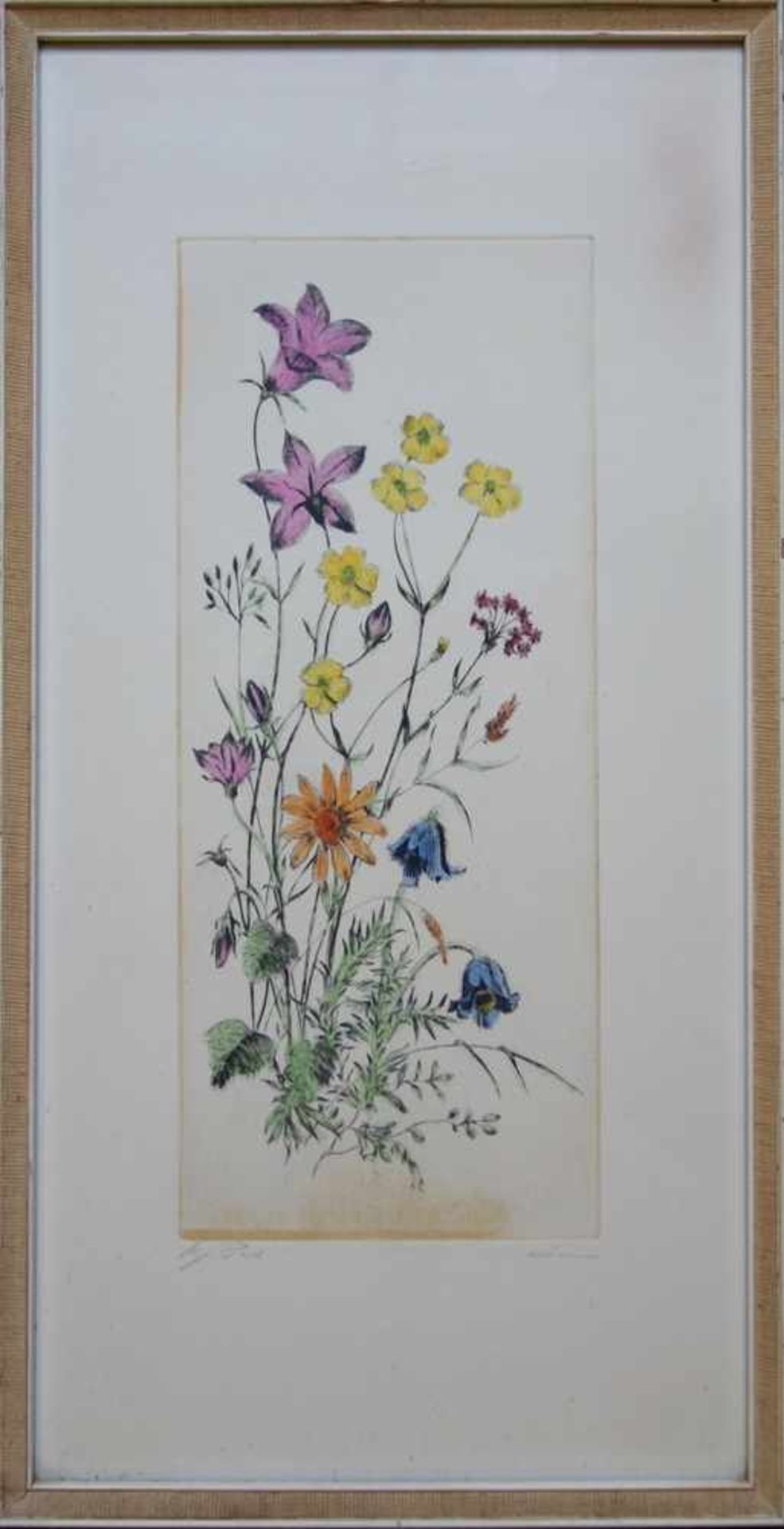 undeutl. signiert "Wiesenblumen", Farbradierung, um 1960; u.r. signiert, Plattenmaß HB 34,5*14,