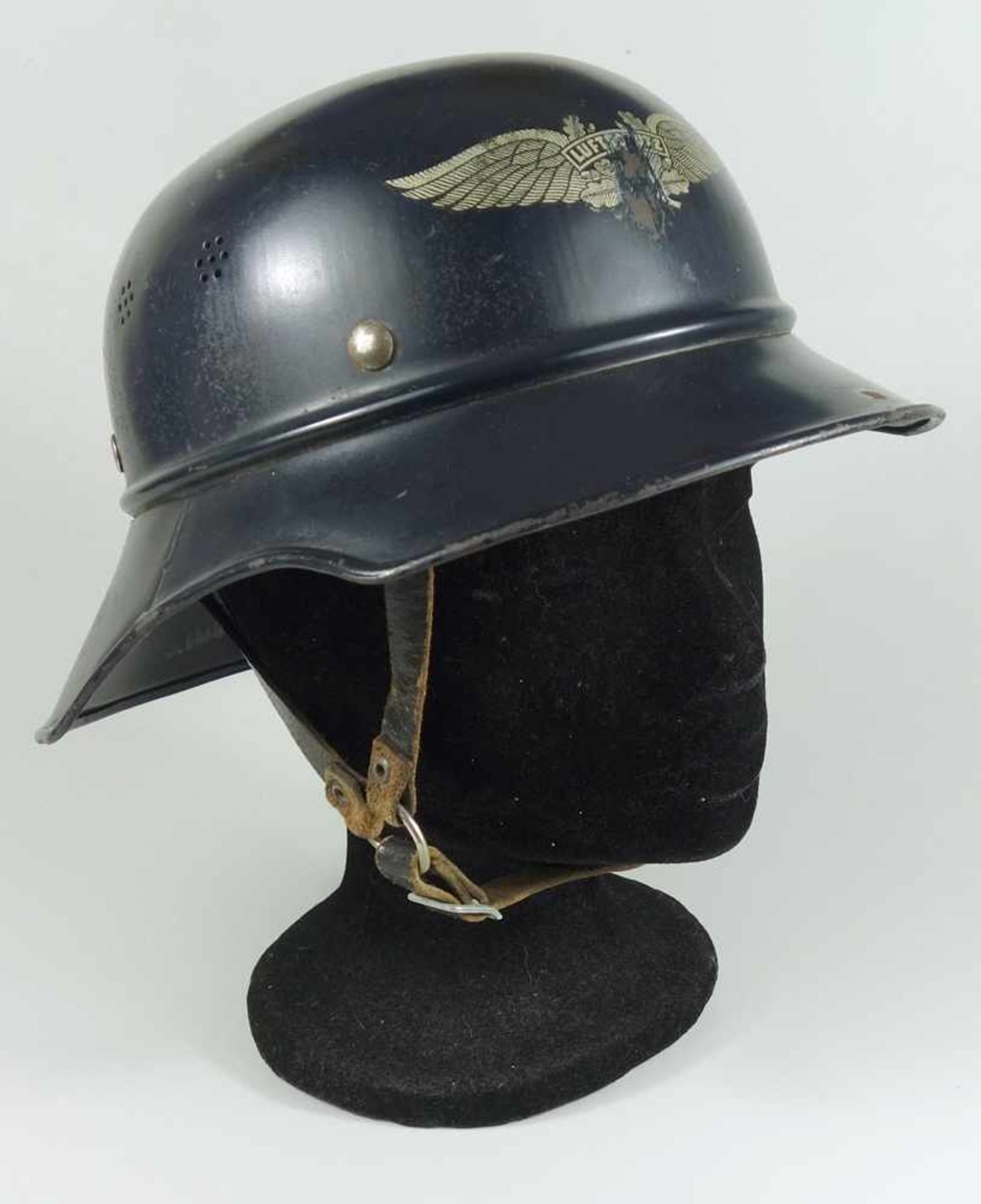 Reichsluftschutzbund - Stahlhelm, WK II, sogenannter "Gladiator Helm", blaugraue Lackierung, mit - Image 2 of 4