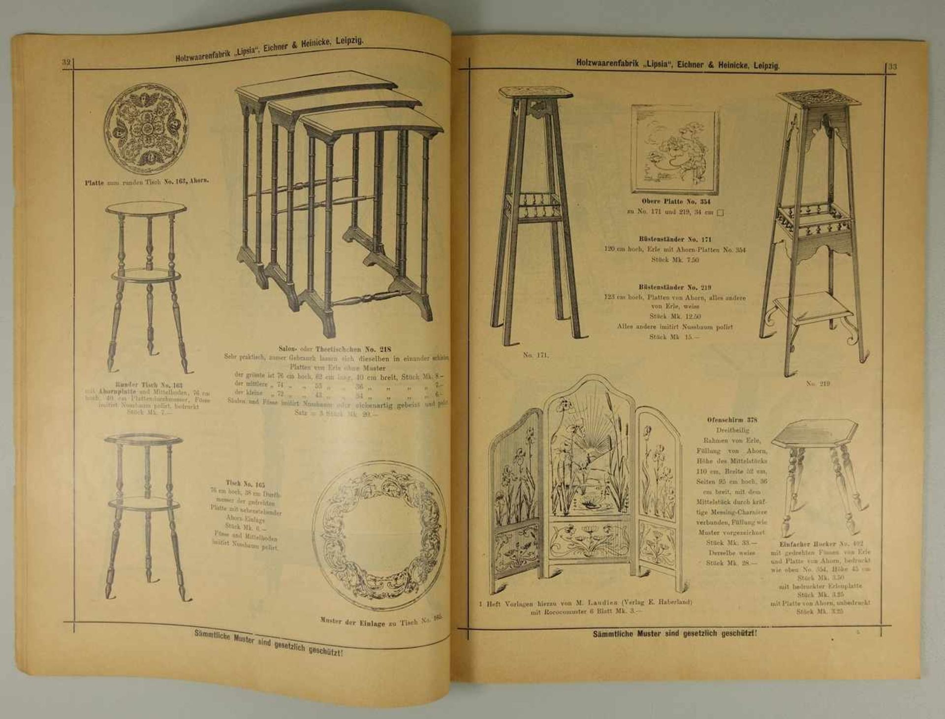 Katalog der "Holzwaarenfabrik "Lipsia", Eichner&Heinicke, Leipzig, um 1900, 86 Seiten, Deck- und - Bild 2 aus 2