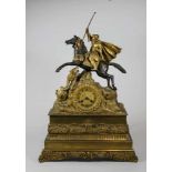 Pendule, 2. Hälfte 19. Jh. bekrönt durch osmanischen Reiter mit Speer, Bronze mit originaler