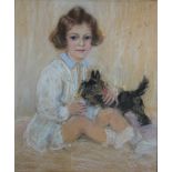 Karla Lehr (1877 Celle - 1958 München), Mädchen mit Hündchen, Pastell/ Karton, u. re sign. und dat.: