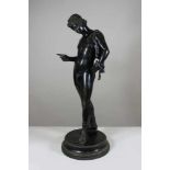 Hermes, Ende des 19 Jh., patinierte Bronze, H. - 63 cm.