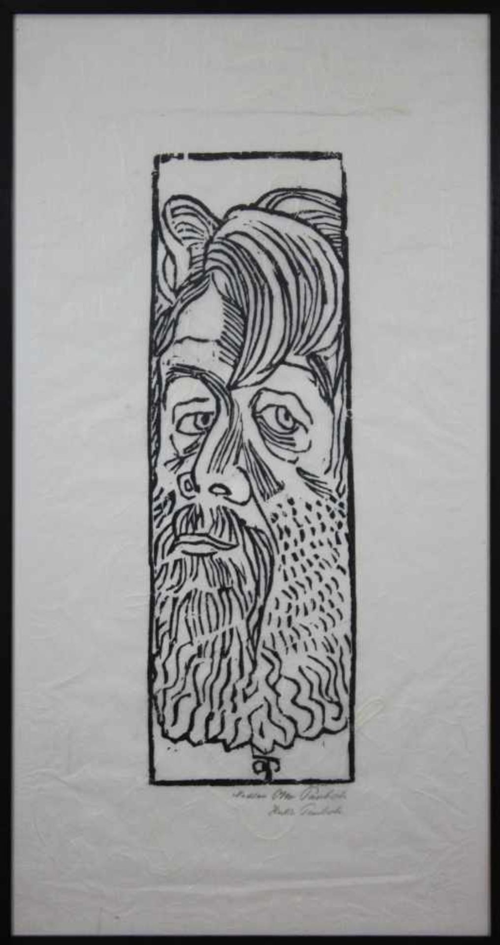 Holzschnitt auf Japanpapier, Gesicht eines Bärtigen, bezeichnet: Nachlass Otto Pankok, Blattmaß: