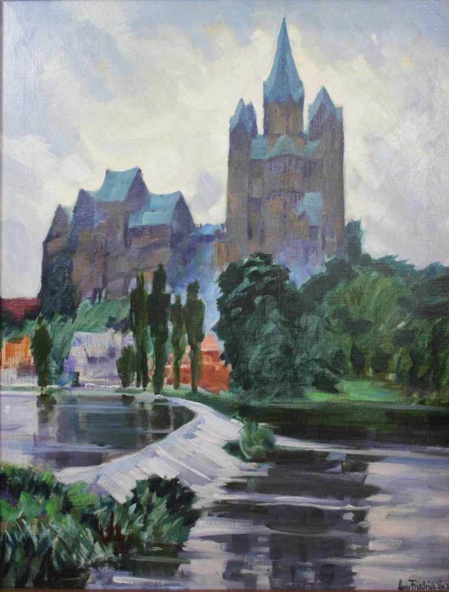 Hans Friedrich (1887, Gohlis - 1967, Wiesbaden) Limburger Dom, 1927, Öl auf Leinwand, un. rechts