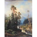 Gustav Breuning, (Preußisch Stargard 1828 - 1902 Graudenz) Berglandschaft, 1874, Öl auf Leinwand,