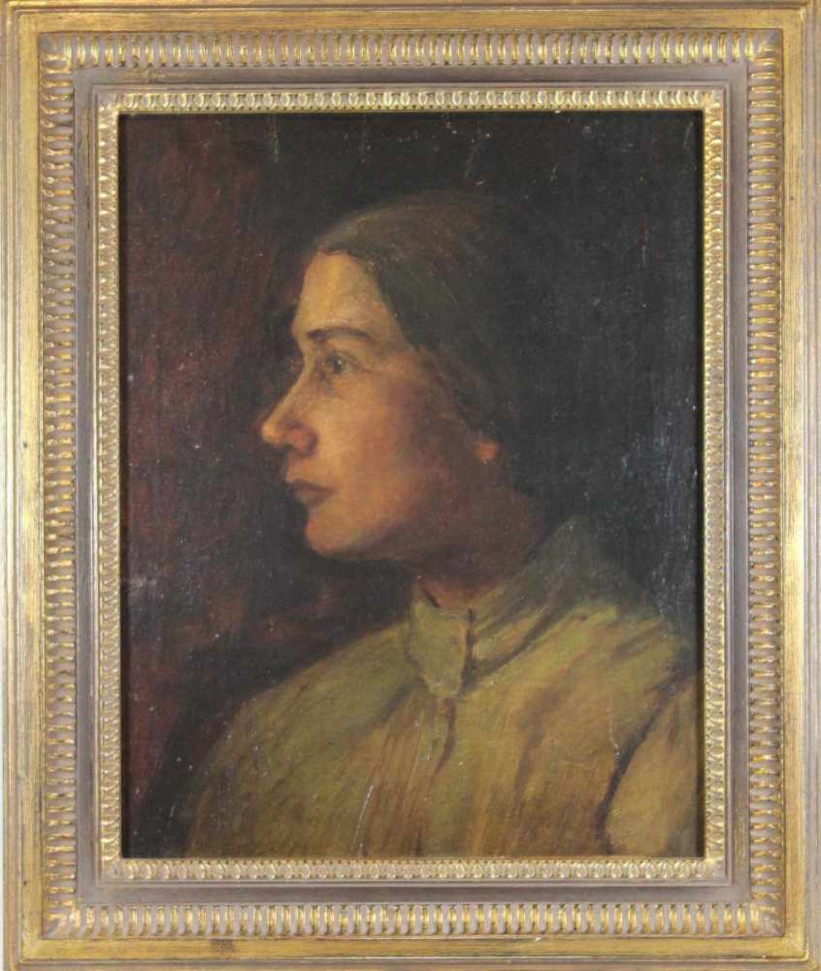 Porträt einer unbekannten Frau, Wohl Anfang 20 Jh., Öl auf Leinwand, unsign., 40 x 31 cm., m.R.: - Bild 2 aus 2
