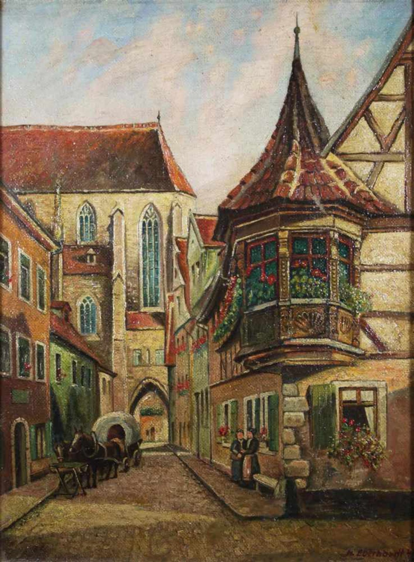 Heinrich Eberhardt (Ehningen 1919 - Leonberg 2003) Feuerleinserker mit Jakobskirche, Rothenburg ob