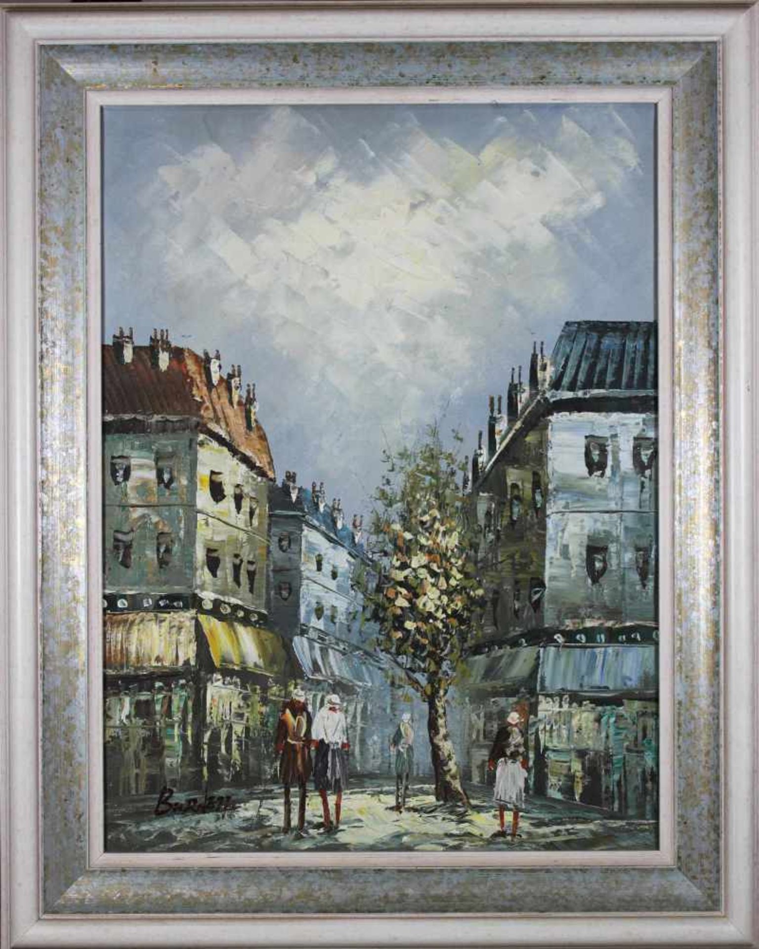 Pariser Straße, 2 H. XX Jh., Öl auf Leinwand, u. li. signiert, gerahmt, Maße o.R.: 30 x 40,5 cm., - Bild 2 aus 3