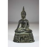 Buddha, Thailand 19. Jh., Bronze, Unterwerfung des Mara, H.: 18 cm.