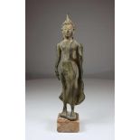 Buddha, Thailand 19. Jh., Bronze, Vitarka-mudra: Geste der Unterweisung, Rückseite fehlerhaft, H. o.