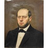 Biedermeier Herrenportrait, 19 Jh., Öl auf Leinwand, Maße: 61 x 51 cm, 2 Farbabplatzungen im