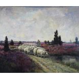 Heinrich Weckauf, (deutsch, 1885 - 1963) Hirte mit Herde, Öl auf Karton, un. links sign., Maße: 50 x