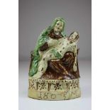 Wandrelief, 19. Jh. Keramik, Darstellung einer Pieta, stark restauriert, Maße: 22,5 x 15,5 x 5,5