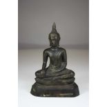 Buddha, Thailand 19. Jh., Bronze, Unterwerfung des Mara, H.: 22 cm.