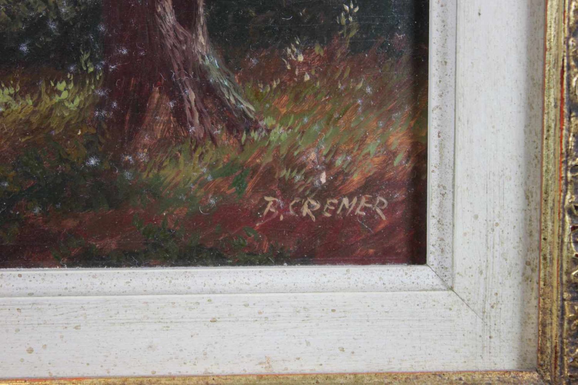 Deutsche Maler des 20 Jh., Beerenpflücker, Öl auf Platte, sign.: B. Cremer, ca. 25 x 30 cm, m.R.: 41 - Bild 3 aus 3