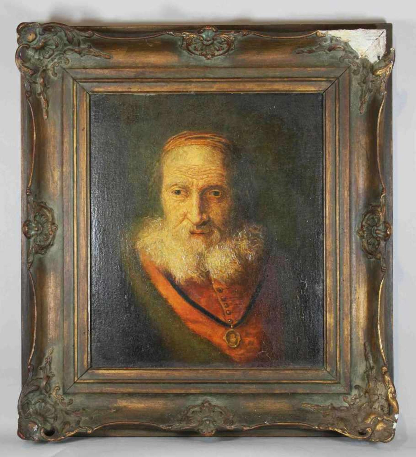 Porträt Rembrandts, 19 Jh., unsigniert, Öl auf Leinwand auf Karton, 36 x 30 cm, m.R.: 51 x 47 cm, - Image 2 of 2