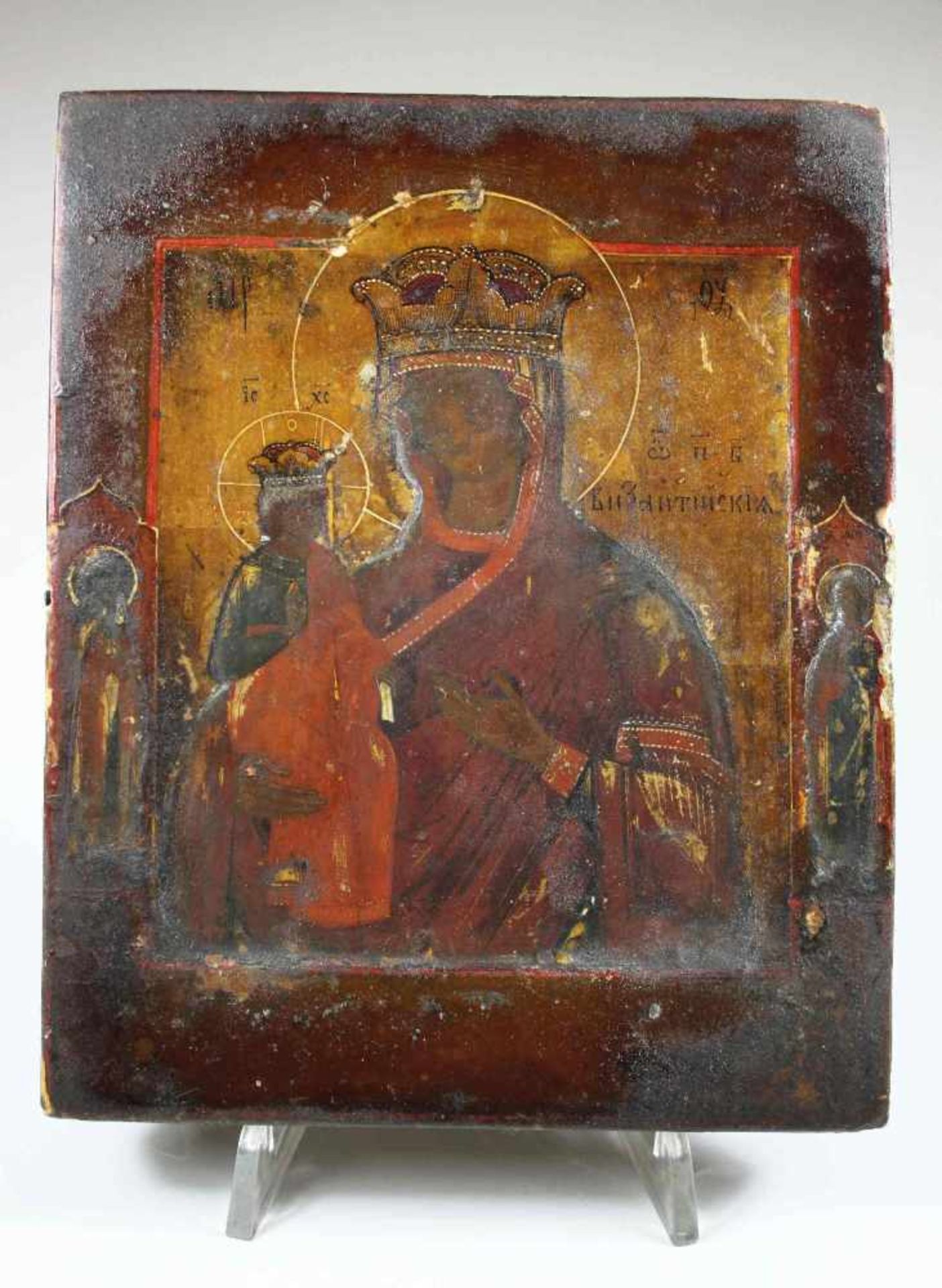 Gottesmutter von Byzanz (Wizantijskaja), Ikone im Silberoklad. Russland, 19. Jh. (Ikone), - Bild 2 aus 5