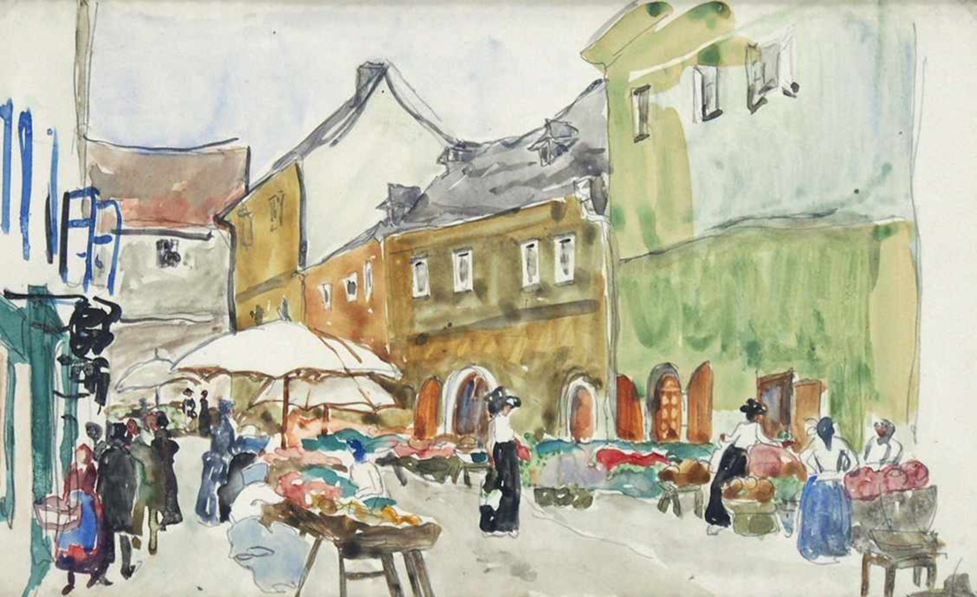 GOOSSENS, Josse1876-1929Marktplatzzugeschrieben, Aquarell über Bleistift, verso alt bezeichnet, 19 x