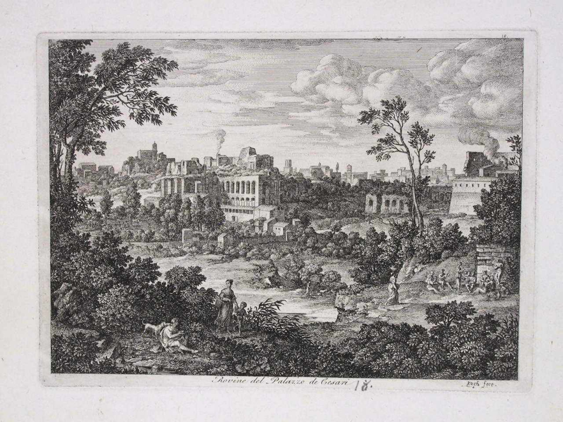 KOCH, Joseph Anton1768-183912 Blatt aus den 'Römischen Ansischten' von ca. 1810Radierungen, 24 x - Bild 2 aus 2