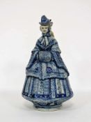 Henkelkanne in Form einer Frau mit HutSteinzeug, glasiert, Hut als Deckel, Rheinland 19.
