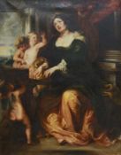 DEUTSCHER MEISTER19. Jh.Die Hl. Cäcilia am Virginal (nach Rubens)Öl auf Leinwand, 177 x 138 cm,