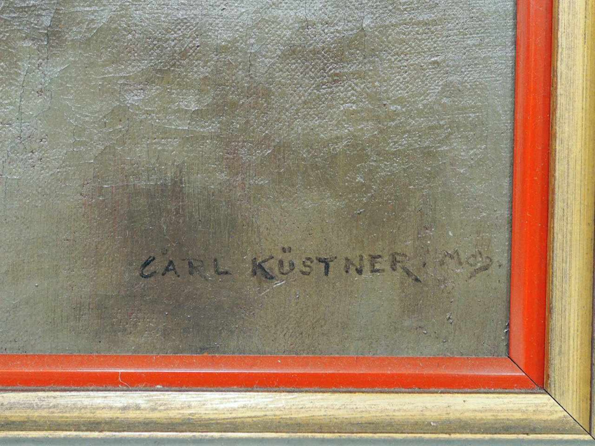 KÜSTNER, Carl1861-1934Dorf am SeeÖl auf Leinwand, signiert und bezeichnet "Mch" unten links, 80 x 67 - Bild 2 aus 2