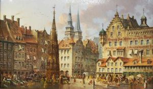 SCHOLTZ, Heinz*1925Marktplatz von NürnbergÖl auf Kupfer, signiert unten rechts, 23 x 38 cm, Rahmen