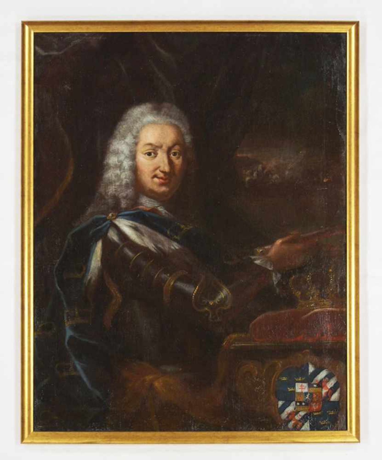ITALIENISCHER MEISTER18. Jh.Porträt Friedrich I. von SchwedenÖl auf Leinwand, doubliert, 92 x 70 cm, - Bild 2 aus 4