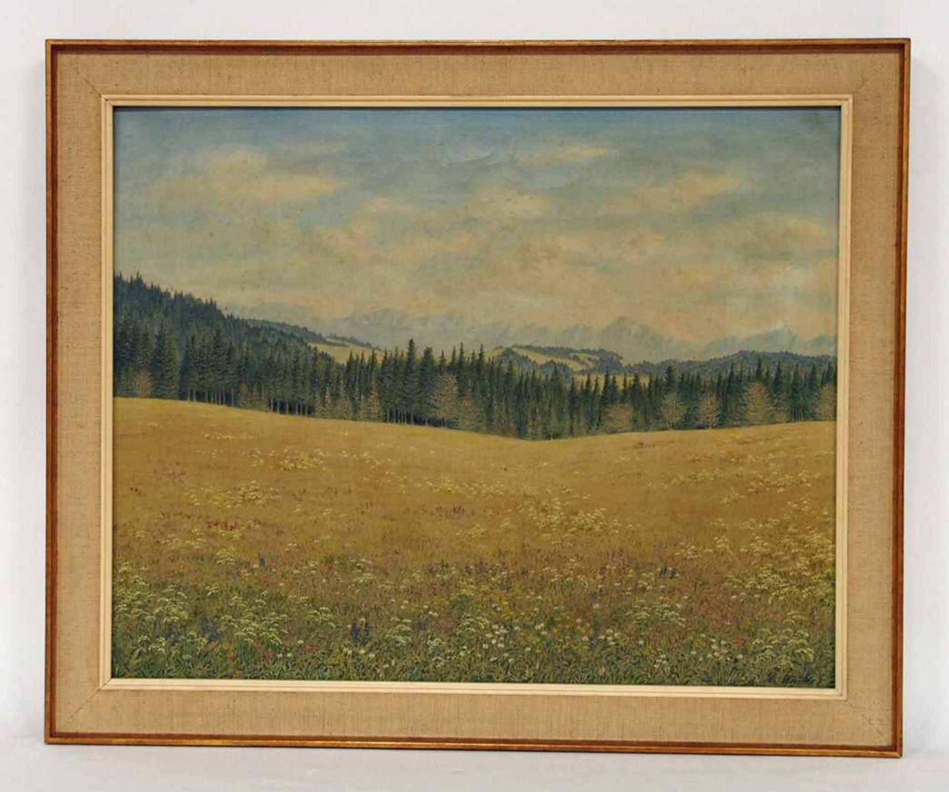 HAIDER, Hubert1879-1971Gebirgswiese am WaldrandÖl auf Leinwand, signiert unten rechts, 38 x 48 cm, - Bild 2 aus 2