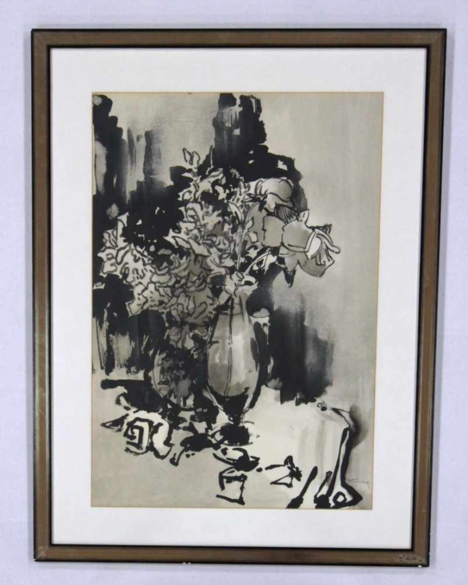 BINDEL, Paul1897-1973BlumenstillebenAquarell auf Papier, signiert unten rechts, 66 x 45 cm, - Bild 2 aus 2