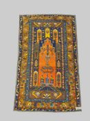 Kurdischer Gebetsteppich, 20. Jahrhundert, 208 x 120 cm, Zustand B/C