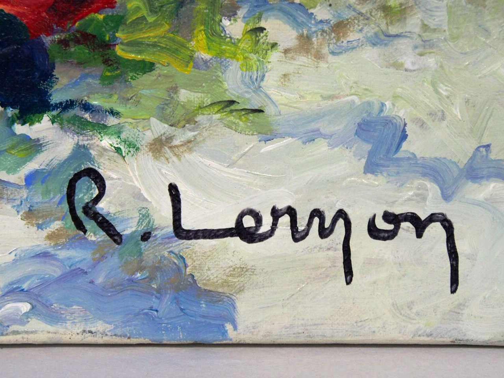 LERNON, René Jacques1921-2007BlumenstillebenÖl auf Leinwand, signiert unten rechts, verso signiert - Bild 2 aus 2