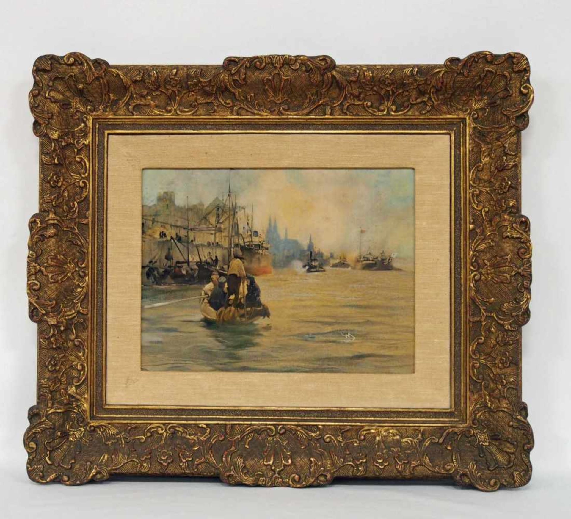 SCHREUER, Wilhelm1866-1933Hafen von KölnMischtechnik auf Malkarton, monogrammiert unten rechts, 29 x - Image 2 of 3