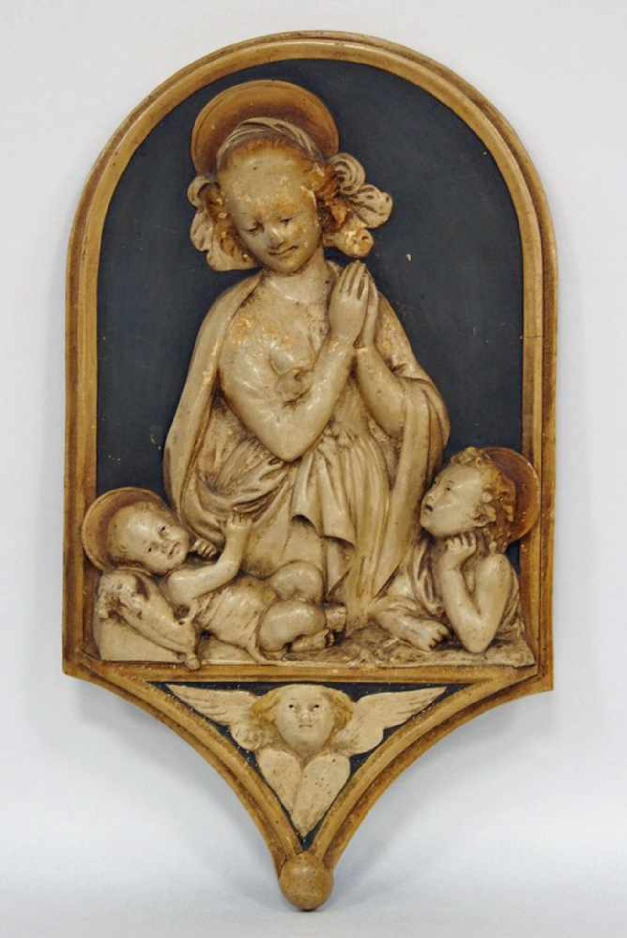 Madonna mit Kind und Johannes-KnabeGipsabguss, Original Kochendorfer, München 1881, 41 x 23 cm