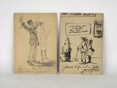 BLOOS, Richard1878-1956Zwei Zeichnungen auf Postkartensigniert, 15 x 10,5 cm