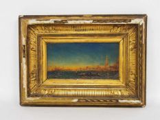 ITALIENISCHER MEISTER19. JahrhundertAnsicht von Venedig Öl auf Holz, 10 x 20 cm, Rahmen (