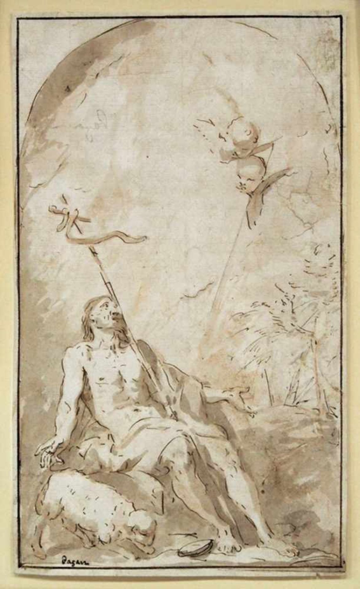 PAGANI, Paolo1665-1716Johannes der TäuferFeder, Rötel auf Papier, alt bezeichnet "Pagani" unten