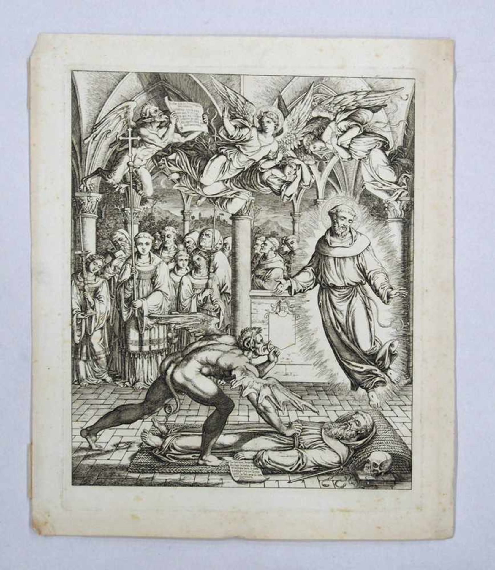 KOCH, Joseph Anton1768-18392 Blatt aus Dantes Hölle(Streit des Satan mit dem Hl. Franziskus um die - Bild 2 aus 2
