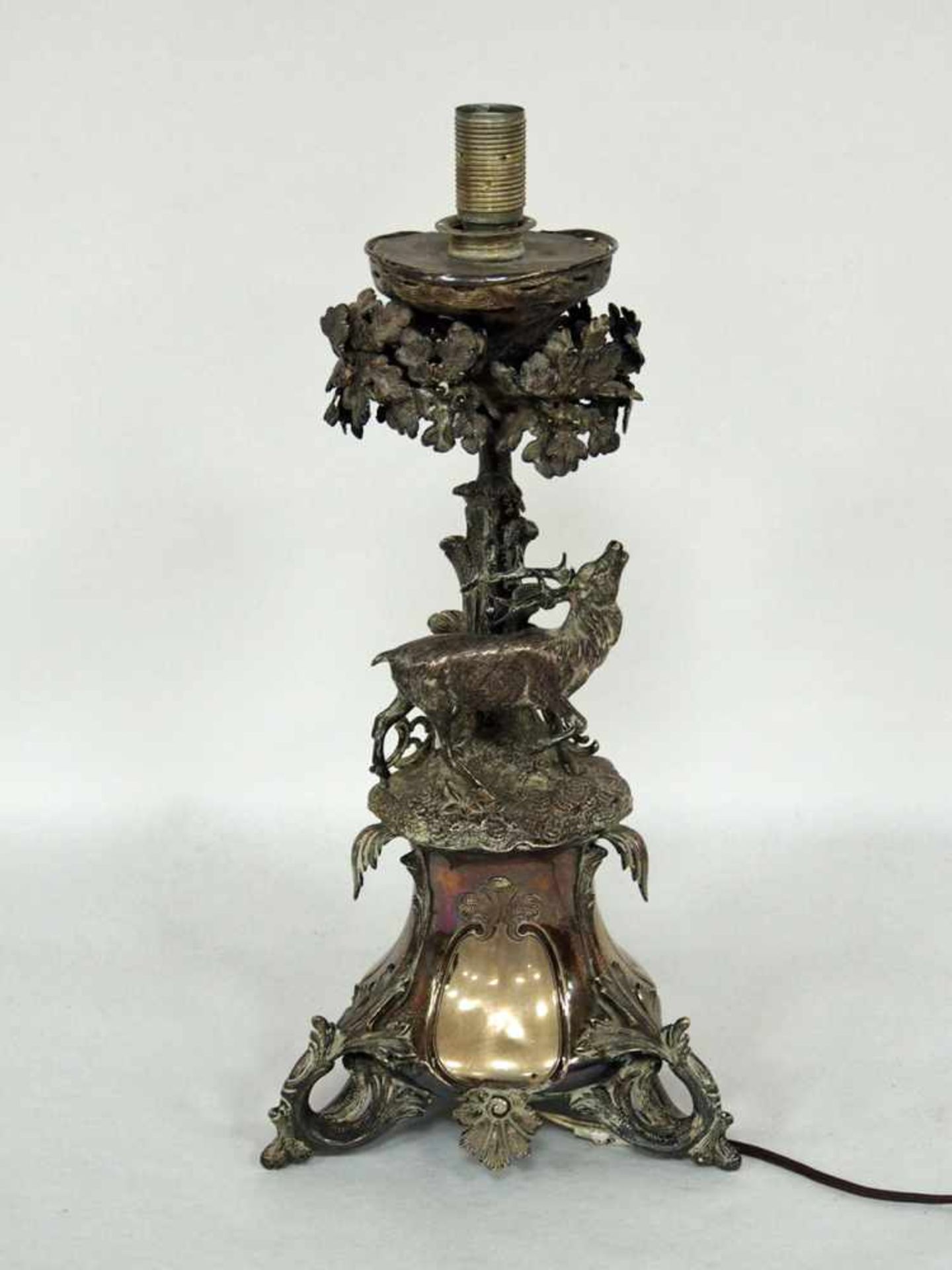 Kerzenleuchter13-lötiges Silber, Deutsch 19. Jahrhundert, Höhe 38 cm (später elektrifiziert, Höhe 43