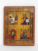 Vierfelderikone, Russland 19. Jh."Mariae Geburt", "Christus Pantokrator", "Gottesmutter von
