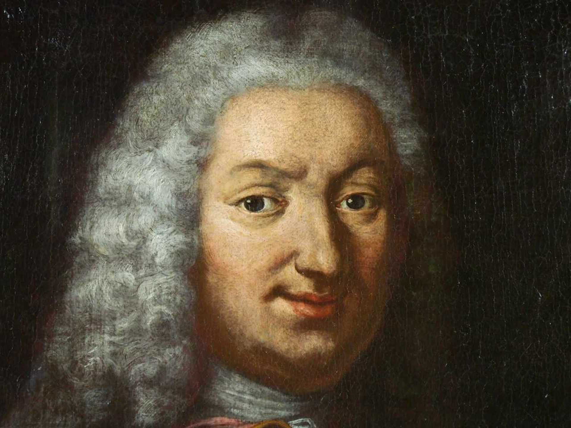 ITALIENISCHER MEISTER18. Jh.Porträt Friedrich I. von SchwedenÖl auf Leinwand, doubliert, 92 x 70 cm, - Bild 4 aus 4