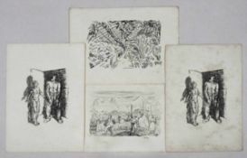 Vier Blatt aus: "Die Schaffenden"signiert, 51 x 37 cm (stockfleckig, verschmutzt)