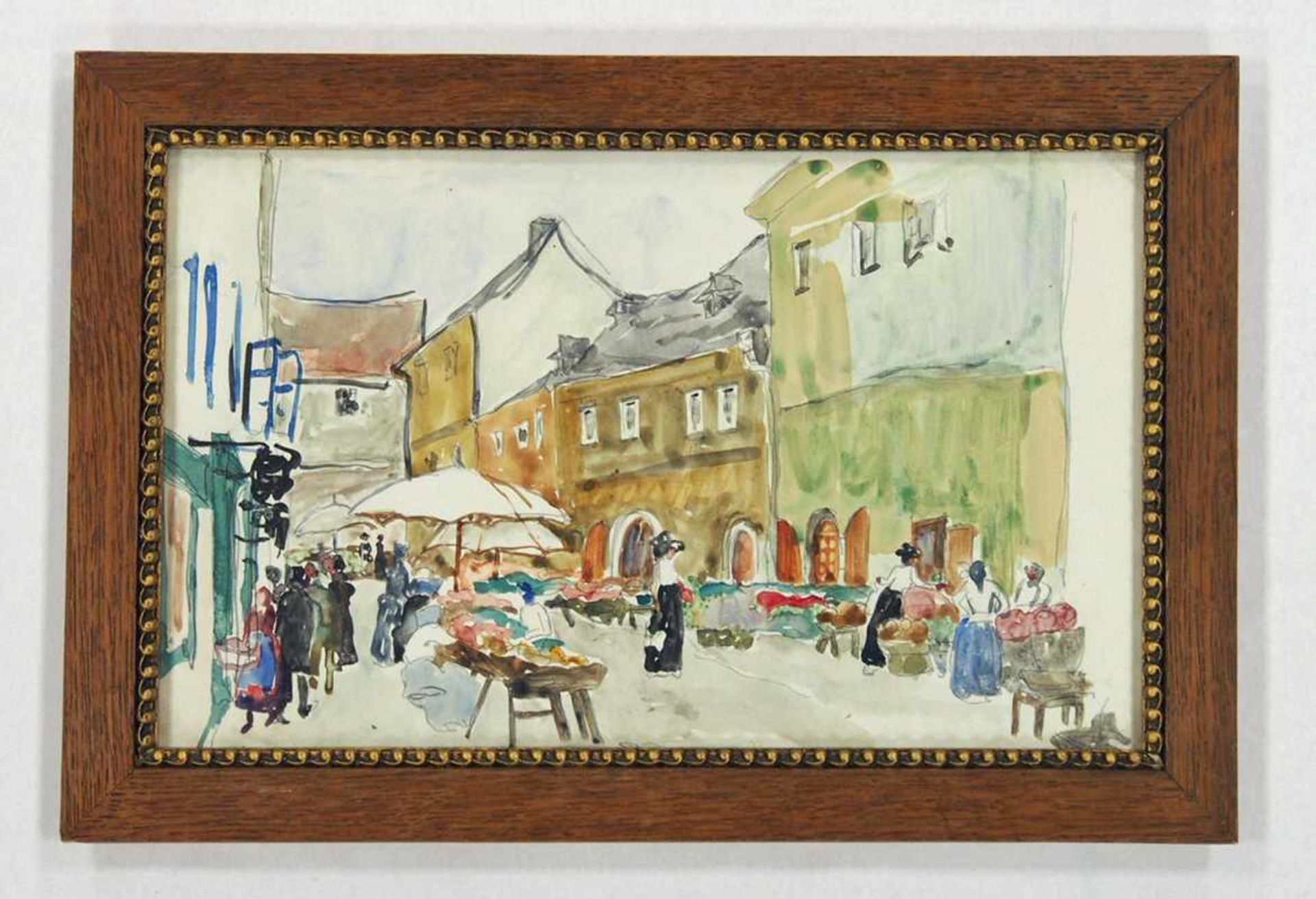 GOOSSENS, Josse1876-1929Marktplatzzugeschrieben, Aquarell über Bleistift, verso alt bezeichnet, 19 x - Bild 2 aus 2