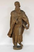 Heiliger Petrus(?)Eiche, geschnitzt, rückseitig abgeflacht, Westfalen, um 1700, Höhe 128 cm